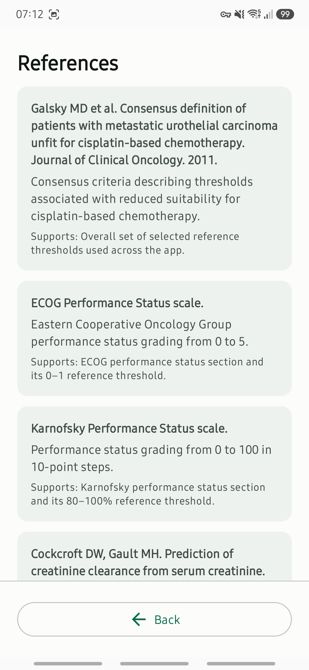 References and citations screen
